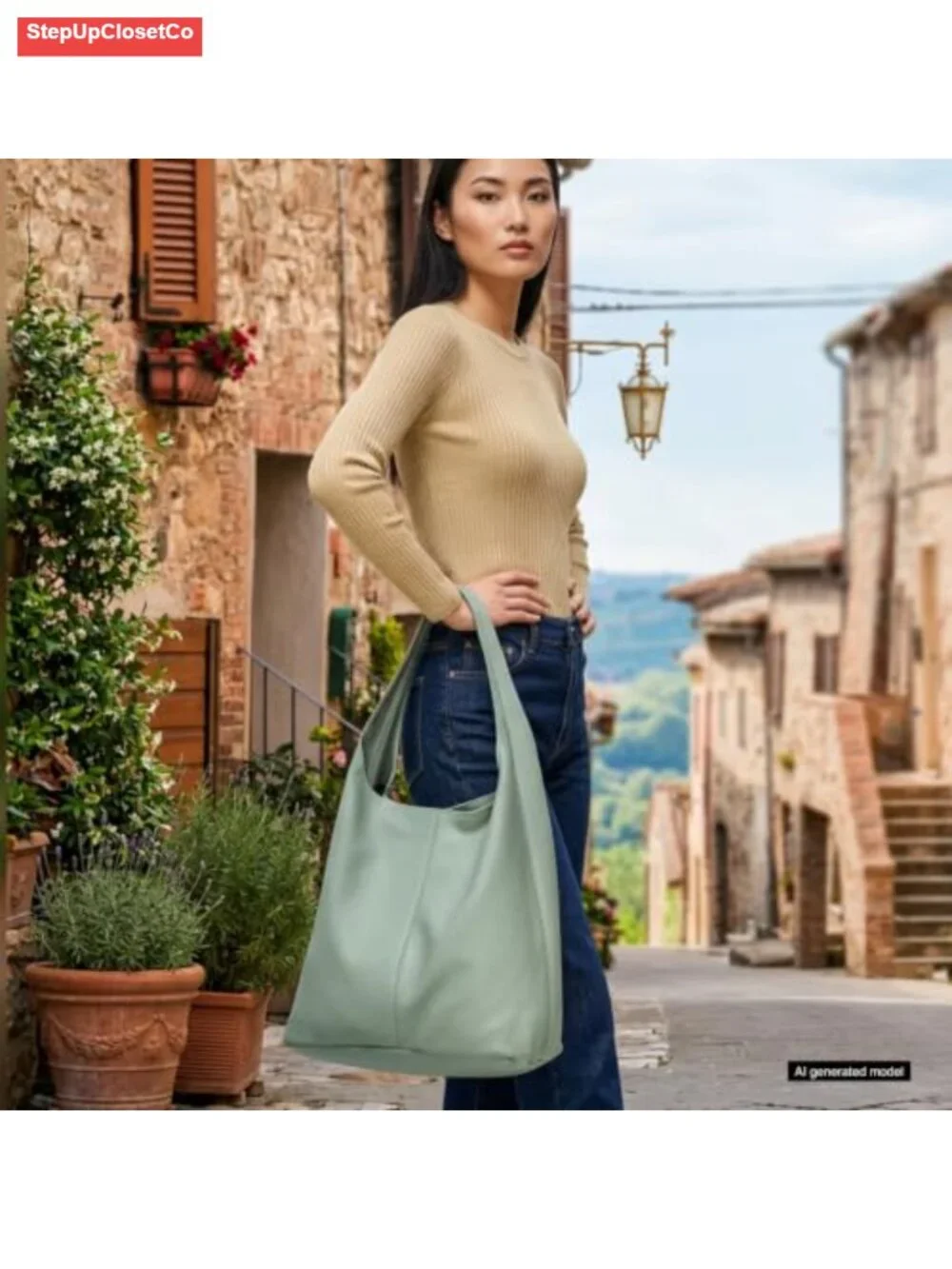 Genuine Leather Hobo Bag for Women Large Slouchy Shoulder Handbag Tote Wallet